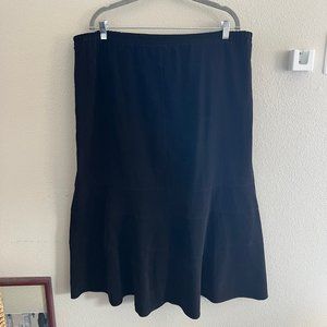 vintage y2k trumpet maxi skirt in black faux suede Tanjay sz 18 plus goth whimsy